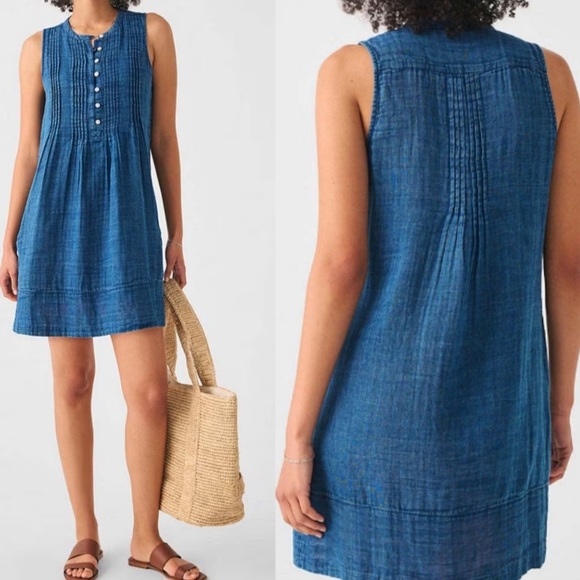 Faherty Isha Sleeveless Linen Dress Indigo - Picture 10 of 10